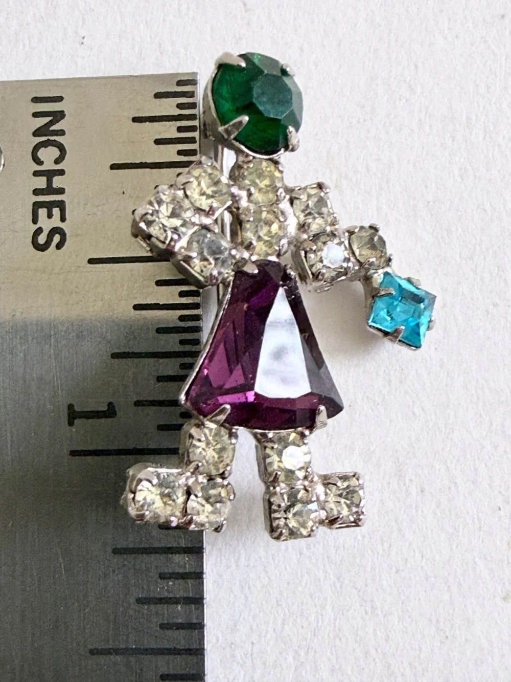 Vintage Unsigned Rhinestone Twins Figural Brooch Set of Two